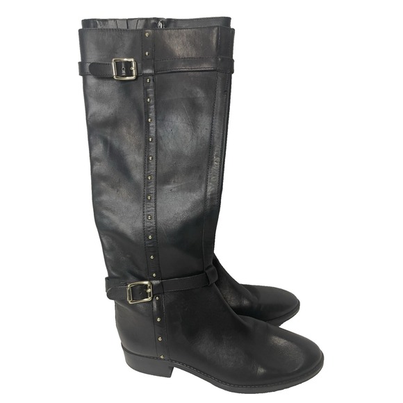Vince Camuto Women's Presley II Studded Tall Black Leather Boots Size‎ 7.5 - Picture 1 of 15